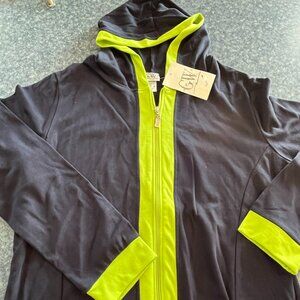 GW Sport hooded Jacket navy blue with lime green trim - 1X
